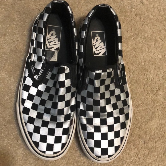 metallic checkered vans